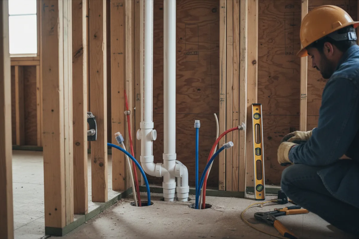 Drain and supply rough-in during Leak Detection in Melvindale