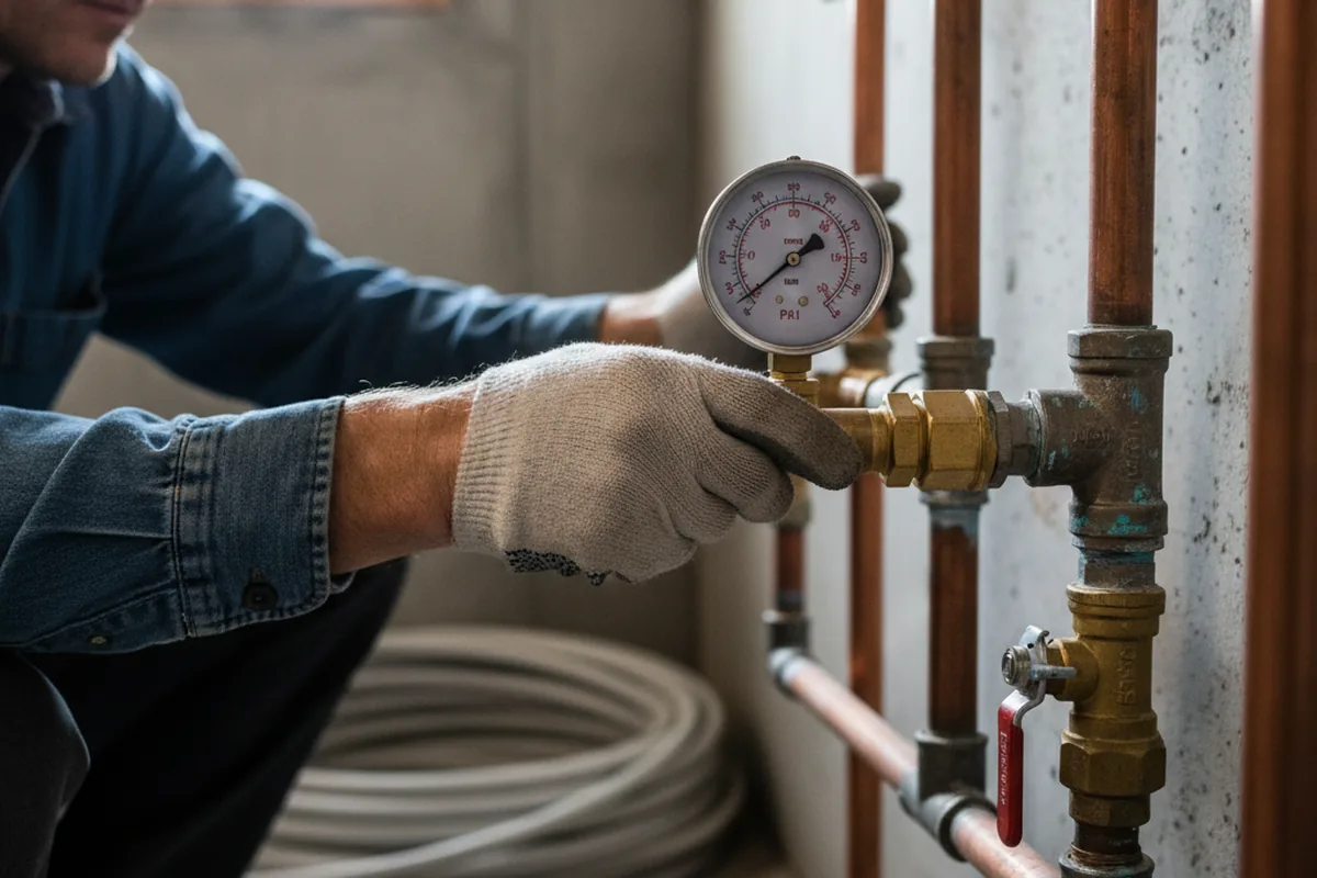 Pressure testing a repaired line during Water Line Repair in Melvindale